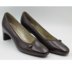 Hush Puppies Softstyle Size 11 M Brown Leather Pump Heels Womens Comfort Shoes